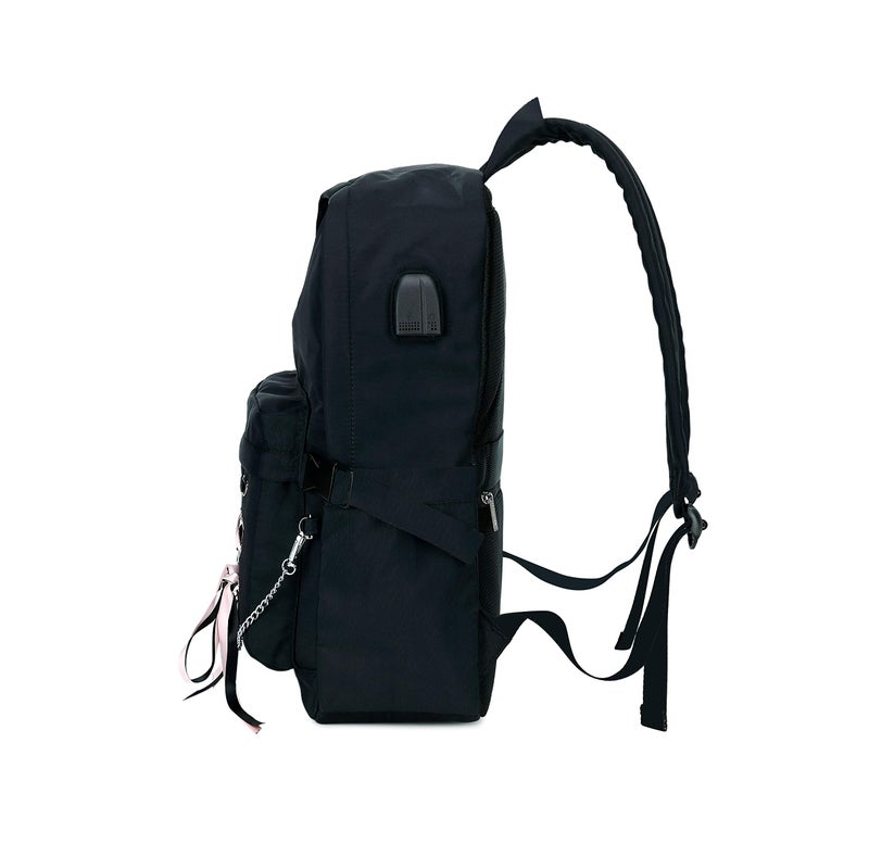 Joymoze Classic Backpack for Women Stylish School Backpack for Teen Girl Black with Chain - Image 4